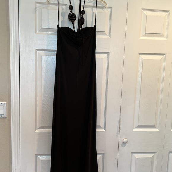 C. Graffitti black wood beads halter long dress - Picture 4 of 8